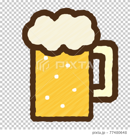 シンプルでかわいいビールのイラスト 手書き風 77480648
