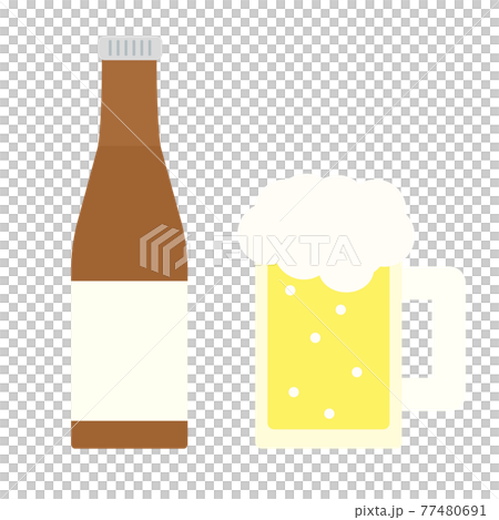 シンプルでかわいいビールのイラスト フラット 77480691