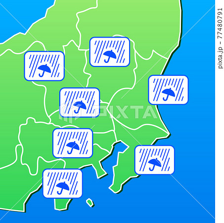 梅雨の天気予報イラストイメージ 77480791