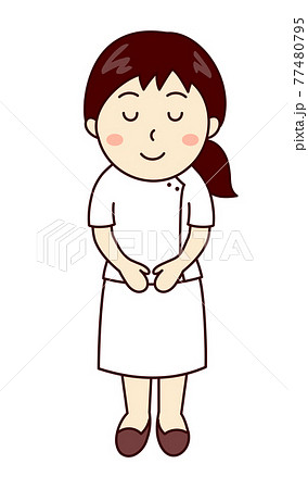 おじぎをする女性看護師 おじぎをする女性看護師 77480795