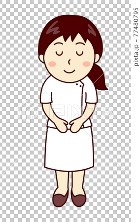 おじぎをする女性看護師 おじぎをする女性看護師 77480795