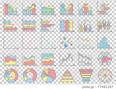 帶有各種圖表（圖形）的圖標集 77481287