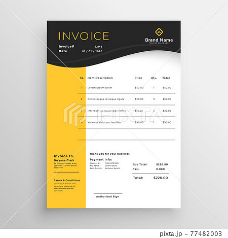 modern yellow black vector invoice template design modern yellow black vector invoice template design 77482003
