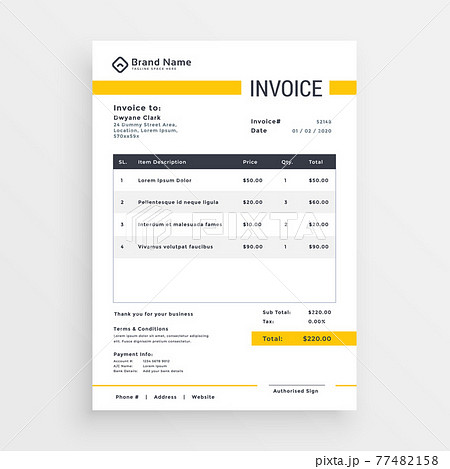 minimal yellow invoice template vector design minimal yellow invoice template vector design 77482158
