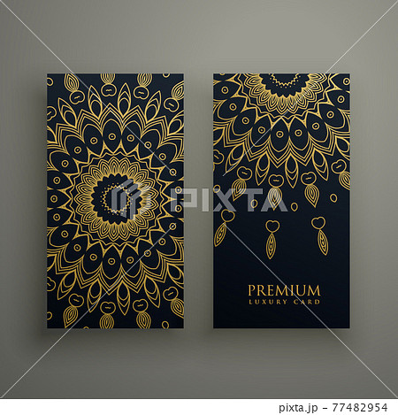 dark mandala card or banners design with golden ornamental decoration dark mandala card or banners design with golden ornamental decoration 77482954