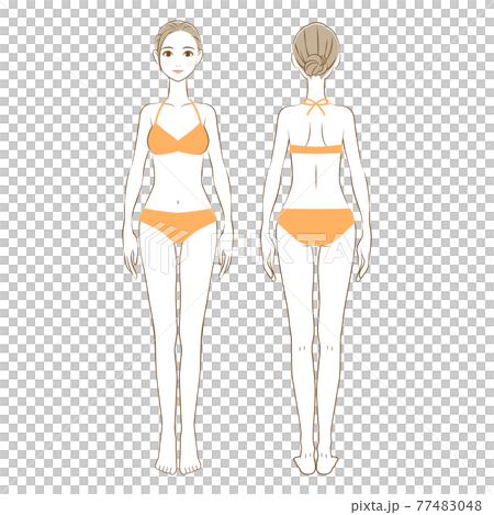 Full-body illustration of a woman in a swimsuit, front and back 01 Full-body illustration of a woman in a swimsuit, front and back 01 77483048