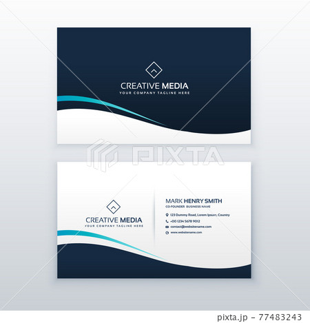 simple dark wavy business card design 77483243
