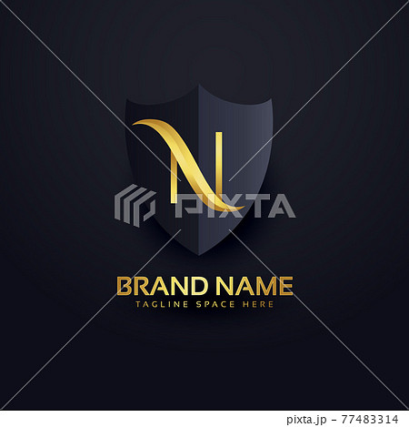 letter n logo in premium style with shield 77483314