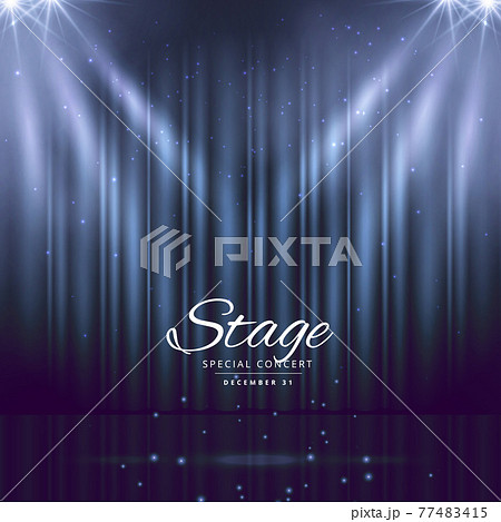 blue stage background with closed curtains blue stage background with closed curtains 77483415