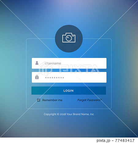 elegant UI login form design on blurred background - Stock Illustration  [77483417] - PIXTA