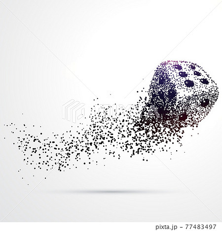 playing dice made with flowing particles background 77483497