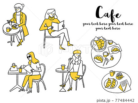 カフェにいる女性4人_セット カフェにいる女性4人_セット 77484442