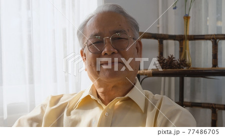 happy face senior old man sitting in wheelchair smiling in nursing home happy face senior old man sitting in wheelchair smiling in nursing home 77486705