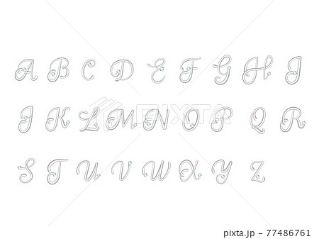 ダイヤモンドのついたアルファベットの飾り文字 プラチナのペンダントトップのイラスト素材