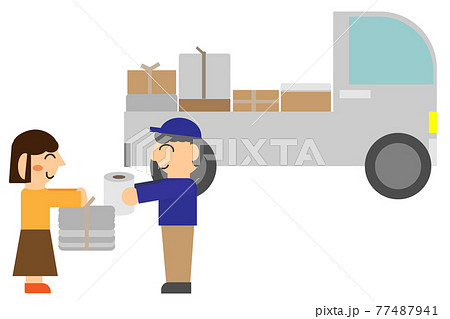 ちり紙交換のトラックと交換している人 77487941