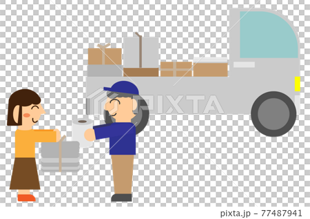 ちり紙交換のトラックと交換している人 77487941