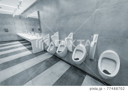 Interior of the toilet inside of the building. Interior of the toilet inside of the building. 77488702