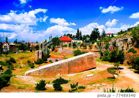 Colossal boulder aka South stone near ruins of Baalbek Beqaa val 77489340