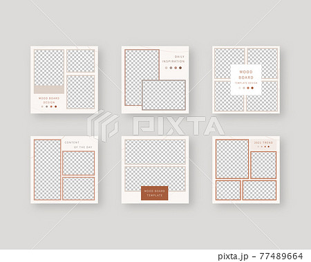 Mood board set. Social media mood board template. Trendy editable social media template. Mockup isolated. Template design. Vector illustration. 77489664