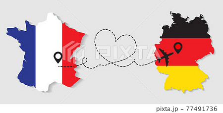 Airplane travel from France to Germany concept 77491736