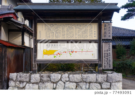 中山道柏原宿の高札風案内板(滋賀県米原市) 中山道柏原宿の高札風案内板(滋賀県米原市) 77493091