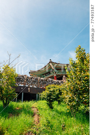 Jasan Park Korean traditional pavilion in Yeosu, Korea Jasan Park Korean traditional pavilion in Yeosu, Korea 77493587