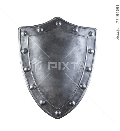Old medieval shield isolated on white background with clipping path Old medieval shield isolated on white background with clipping path 77494691