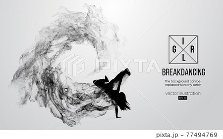 Abstract Silhouette Of A Breakdancer Girl のイラスト素材