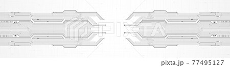 Abstract Technology Background, grey circuit board pattern, microchip, power line, blank space 77495127