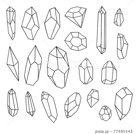 Crystal Sign Thin Line Icon Set. Vector Crystal Sign Thin Line Icon Set. Vector 77495543