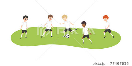 イラスト素材 男子サッカー サッカーを練習する子供たちのイラスト素材