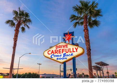 Las Vegas, Nevada, USA at the back of the Welcome to Las Vegas Sign Las Vegas, Nevada, USA at the back of the Welcome to Las Vegas Sign 77499398