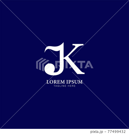 Letter K Alphabet Music Logo Design. Initial, Musical Note, Quaver, Eighth Notes logo concept isolated on Navy Blue Color Background. 77499432