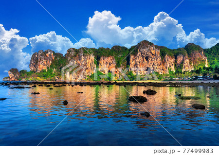Beautiful scenic at tonsai beach in Railay, Krabi in Thailand. Beautiful scenic at tonsai beach in Railay, Krabi in Thailand. 77499983