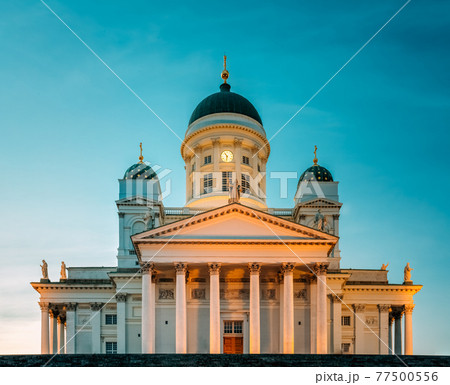 Helsinki Cathedral, Helsinki, Finland. Summer Sunset Evening 77500556