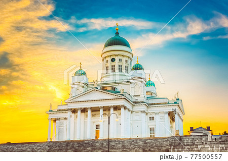 Helsinki Cathedral, Helsinki, Finland. Summer Sunset Evening Helsinki Cathedral, Helsinki, Finland. Summer Sunset Evening 77500557