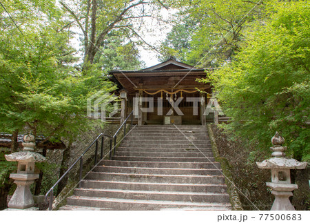 岡山県美作市の名瀑　琴弾の滝の滝の宮神社 77500683