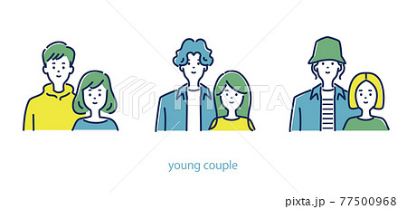若い3組のカップルのイラスト素材 77500968