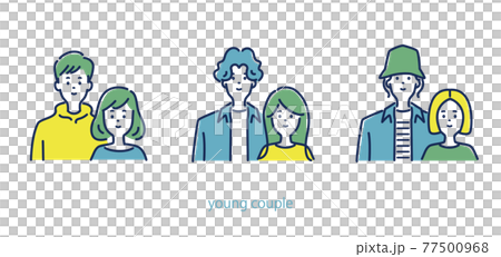 若い3組のカップルのイラスト素材 77500968