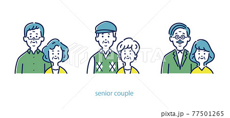 3組のシニアカップルのイラスト素材 77501265