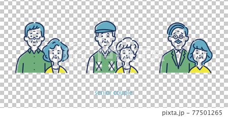 3組のシニアカップルのイラスト素材 77501265