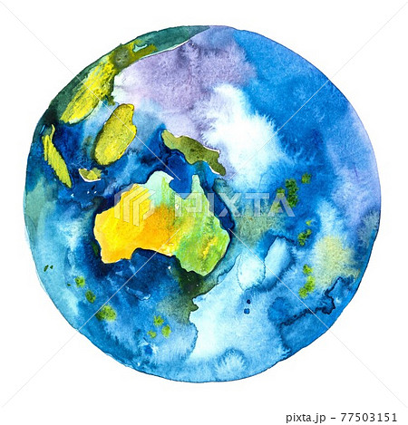 Australia On The Globe Earth Planet Watercolor Stock Illustration