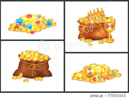 Gold Coins and Precious Treasures in Old Bags Gold Coins and Precious Treasures in Old Bags 77503353