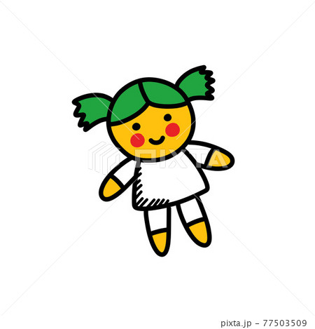 doll doodle icon, vector color line illustration doll doodle icon, vector color line illustration 77503509