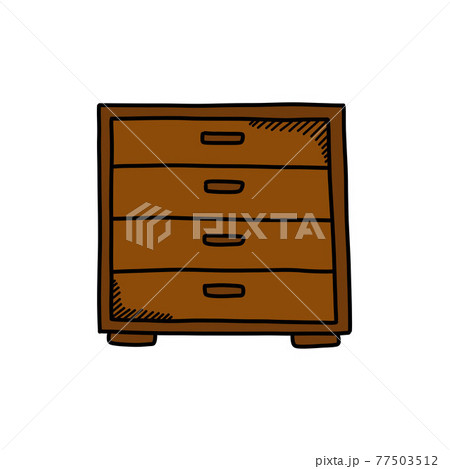 chest of drawers doodle icon, vector color line illustration chest of drawers doodle icon, vector color line illustration 77503512