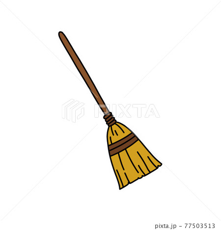 broom doodle icon, vector color line illustration 77503513