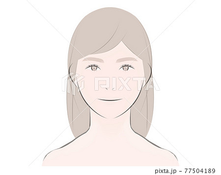 肩が盛り上がって首が短く見える女性 肩が盛り上がって首が短く見える女性 77504189