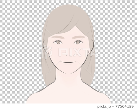 肩が盛り上がって首が短く見える女性 肩が盛り上がって首が短く見える女性 77504189