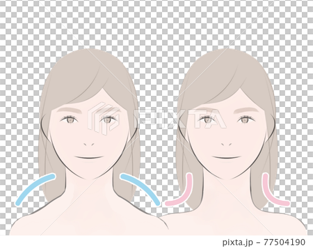 Women with round shoulders and women with clean shoulders 77504190