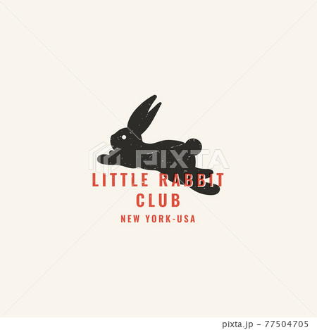 Rabbit logo design. Running rabbit logotype template. Vector illustration. 77504705